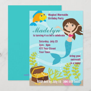 Invitation Magique Mermaids Pool Party