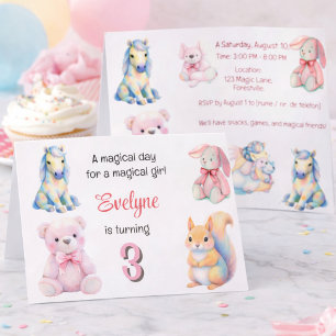 Invitation Magique Pastel Filles Anniversaire Unicorn Lapin O