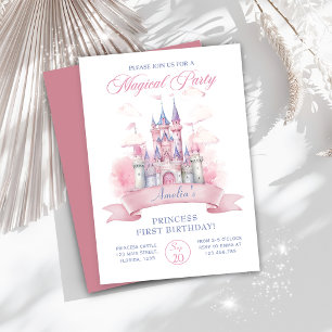 Invitation Magique Princess Castle 1er Anniversaire Invitatio