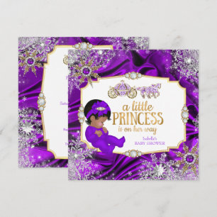 Invitation Magique Princesse Baby shower fille violet ethniqu
