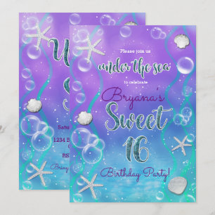 Invitation Magique sous la mer Sweet 16 16e fête d'anniversai