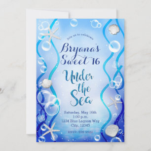 Invitation Magique Sous L'eau Bleu Fade Douce 16e Anniversair