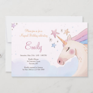 Invitation Magique Unicorn fête d'anniversaire