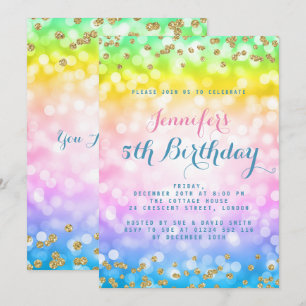 Invitation Magique Unicorn Rainbow Baby Anniversaire de enfan