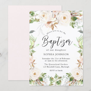 Invitation Magique White Winter Wonderland Blush Baptism