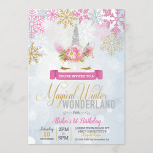 Invitation Magique Winter Wonderland Unicorn Birthday Invitat