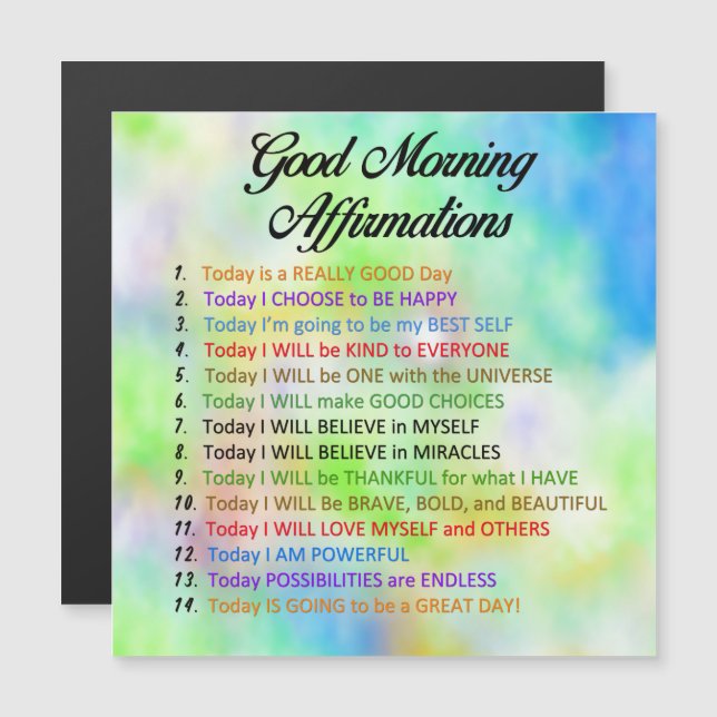 Invitation Magnétique 14 Affirmations du bon matin (Devant / Derrière)