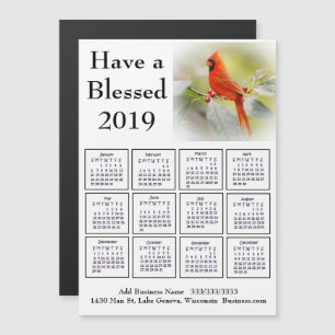 Invitation Magnétique 2019 Nom commercial et Info Cardinal Calendrier