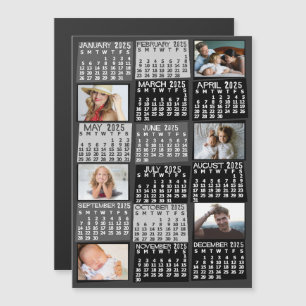 Invitation Magnétique 2025 Année civile Black Mod Custom Photo Collage