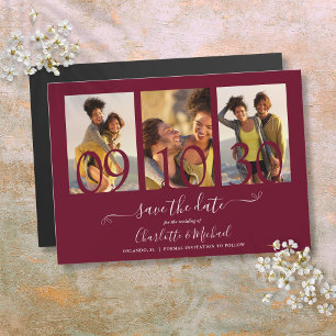 Invitation Magnétique 3 Photo Collage Mariage Enregistrer La Date Bourgo