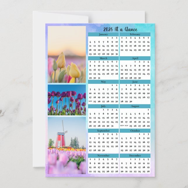 Invitation Magnétique 3 Tulip Image At a Glance Calendar (Recto)