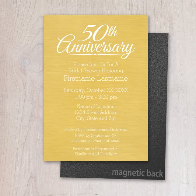 Invitation Magnétique 50e anniversaire du Mariage Golden personnalisé (Magnetic Invitation - Wedding Anniversary)