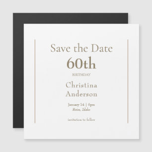 Invitation Magnétique 60e anniversaire Enregistrer la date