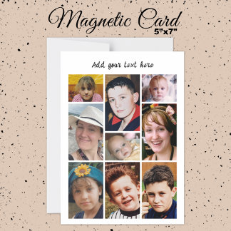 Invitation Magnétique 9 photo collage add text white magnetic card