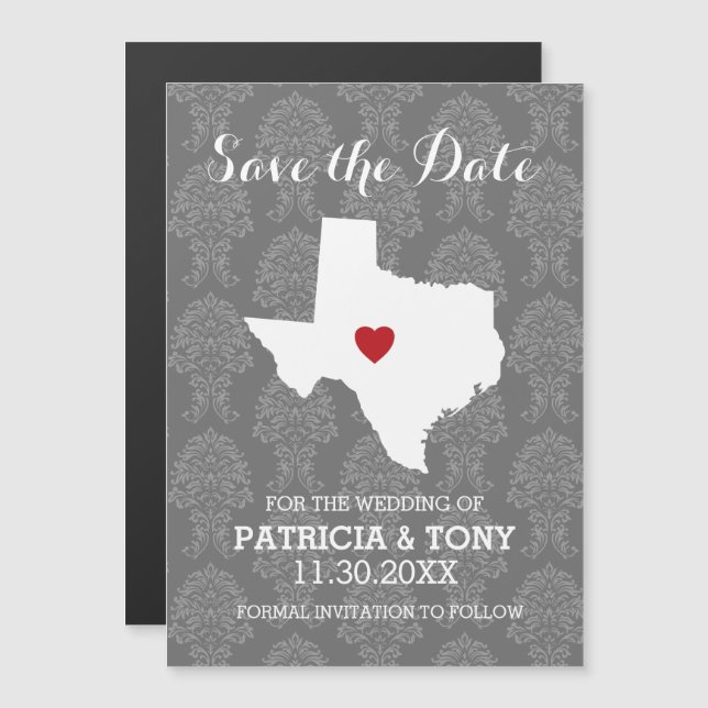 Invitation Magnétique Accueil État de mariage Enregistrer la date Texas (Devant / Derrière)
