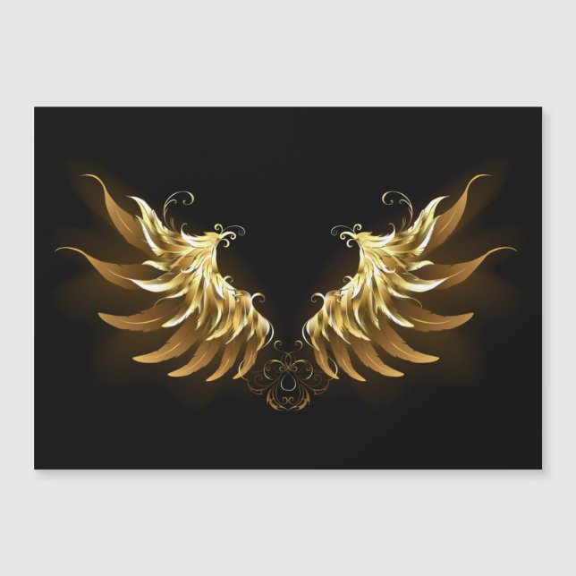 Invitation Magnétique Ailes d'Ange d'or sur arrière - plan noir (Devant)