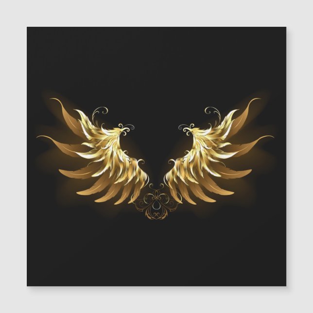 Invitation Magnétique Ailes d'Ange d'or sur arrière - plan noir (Devant)