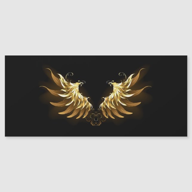 Invitation Magnétique Ailes d'Ange d'or sur arrière - plan noir (Devant)