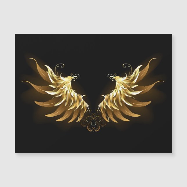 Invitation Magnétique Ailes d'Ange d'or sur arrière - plan noir (Devant)