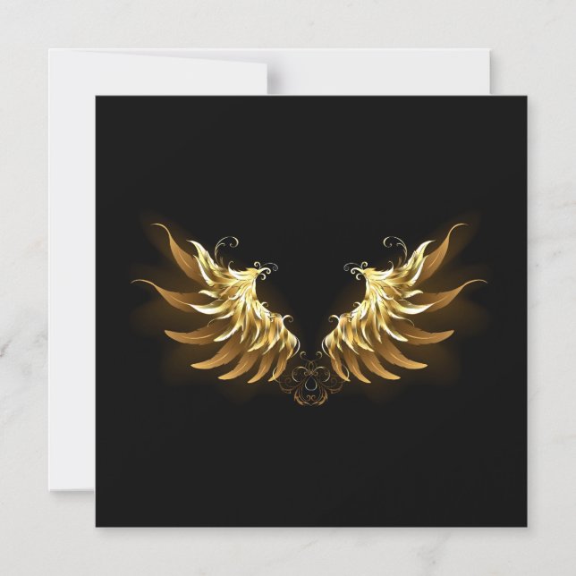 Invitation Magnétique Ailes d'Ange d'or sur arrière - plan noir (Recto)