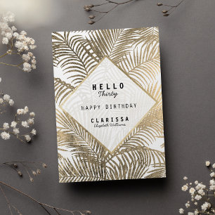Invitation Magnétique Aimant d'anniversaire tropical or blanc élégant