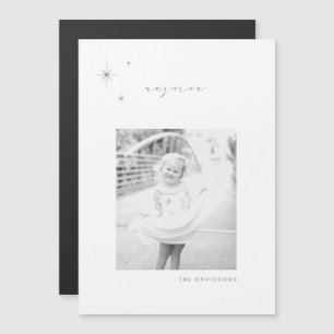 Invitation Magnétique Aimant de vacances en blanc et argent radiant