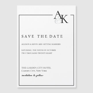Invitation Magnétique Aimant élégant noir et blanc pour annoncer votre m