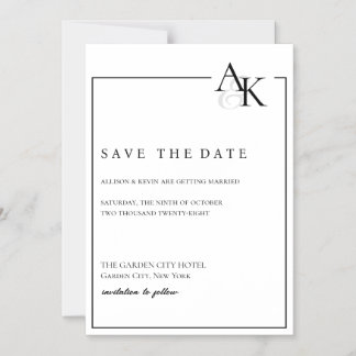 Invitation Magnétique Aimant élégant noir et blanc pour annoncer votre m