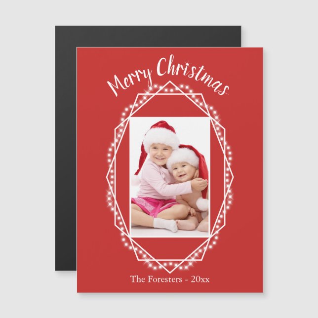 Invitation Magnétique Aimant photo Géométrique Fête (Devant / Derrière)