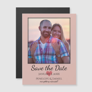 Invitation Magnétique Aimant photo pour annoncer la date - Rose Blush