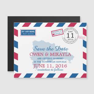 Invitation Magnétique Airmail République Dominicaine  Enregistrer la dat
