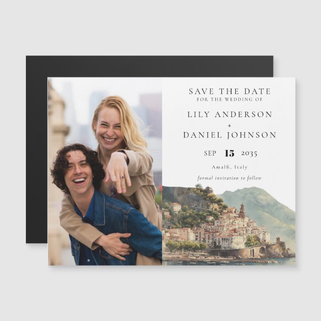 Invitation Magnétique Amalfi Wedding Photo Save The Date (Devant / Derrière)