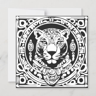 Invitation Magnétique Ancient Mayan Style Jaguar Warrior Tribal Mask Art