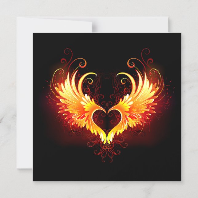 Invitation Magnétique Angel Fire Heart with Wings (Recto)