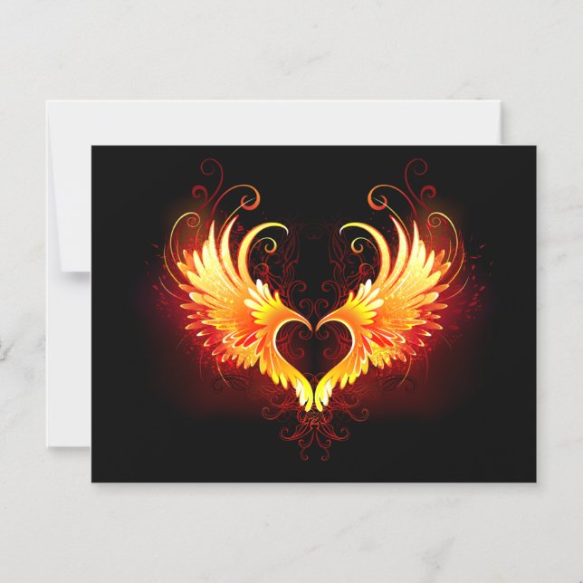 Invitation Magnétique Angel Fire Heart with Wings (Recto)