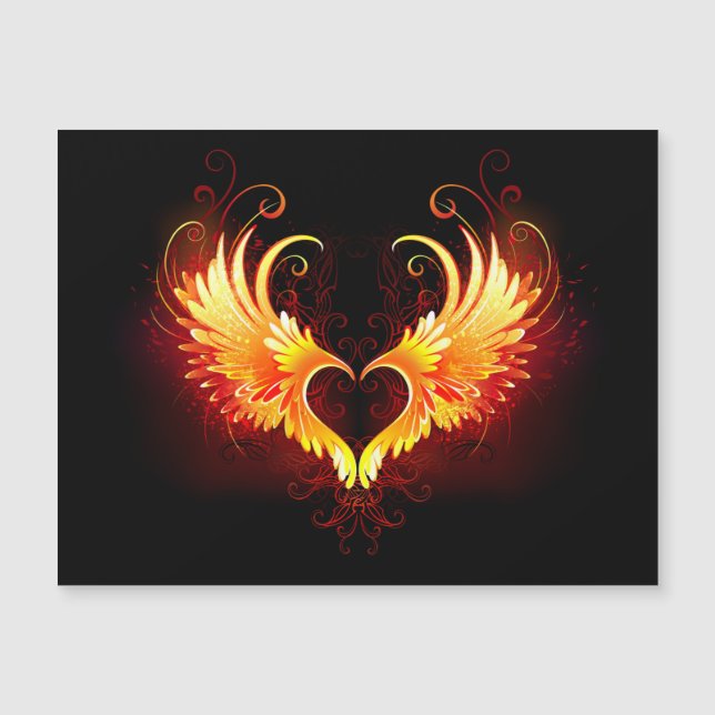 Invitation Magnétique Angel Fire Heart with Wings (Devant)