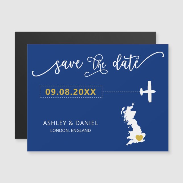 Invitation Magnétique Angleterre Royaume-Uni Mariage Sauvegarder la cart (Devant / Derrière)