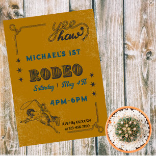 Invitation Magnétique Anniversaire Cowboy Rodeo Western Riding 
