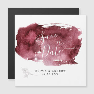 Invitation Magnétique Aquarelle bordeaux minimale Botanique