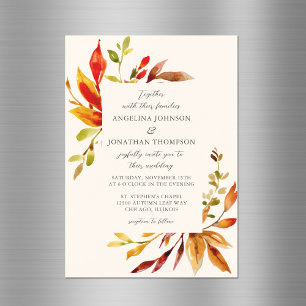 Invitation Magnétique Aquarelle en gras Automne laisse Mariage de crème