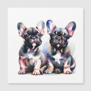 Invitation Magnétique Aquarelle French Bulldog mignon chiots