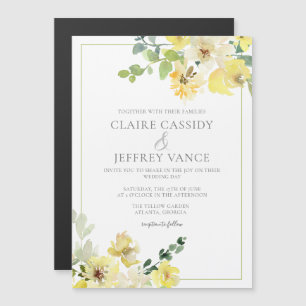 Invitation Magnétique Aquarelle jaune Floral Mariage été gai