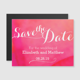 Invitation Magnétique Aquarelle laver rouge rose enregistrer la date