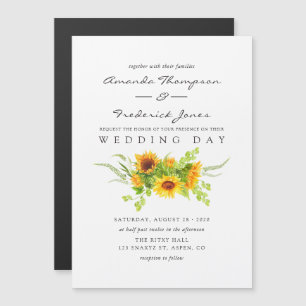 Invitation Magnétique Aquarelle Mariage Bohème Tournesols