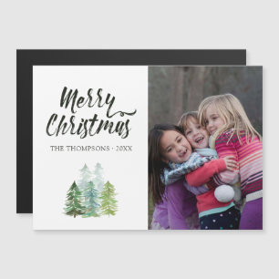 Invitation Magnétique Aquarelle Pine Arbres de Noël Photo