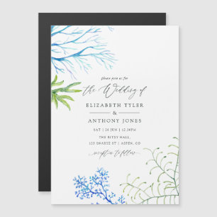 Invitation Magnétique Aquarelle Plage d'algues Mariage à thème