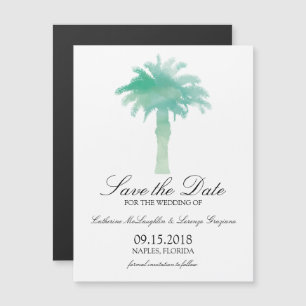 Invitation Magnétique Aquarelle Serene Palm Tree   Enregistrer la date