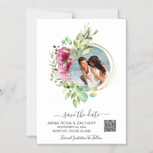 Invitation Magnétique ~* AR6 MARIAGE ENREGISTRER LA DATE QR Floral - Sit