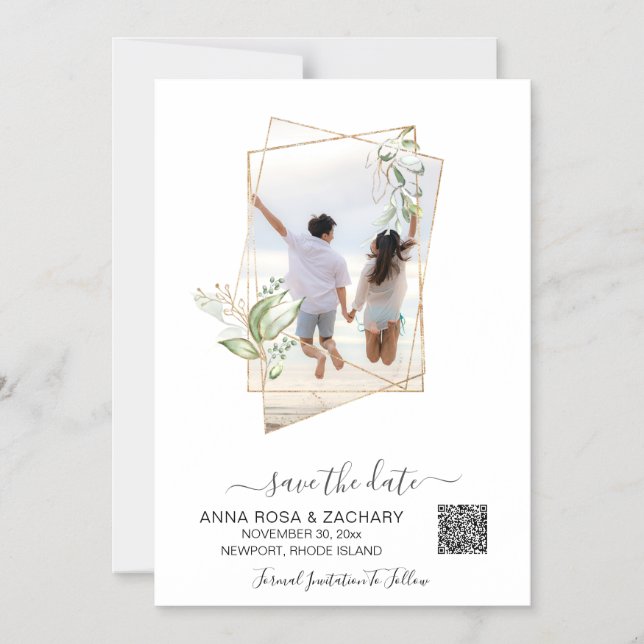 Invitation Magnétique *~* AR6 MARIAGE ENREGISTRER LA DATE QR Gold - Site (Recto)