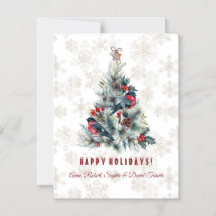 Arbre de Noël Berries voeux de vacances Monogramme